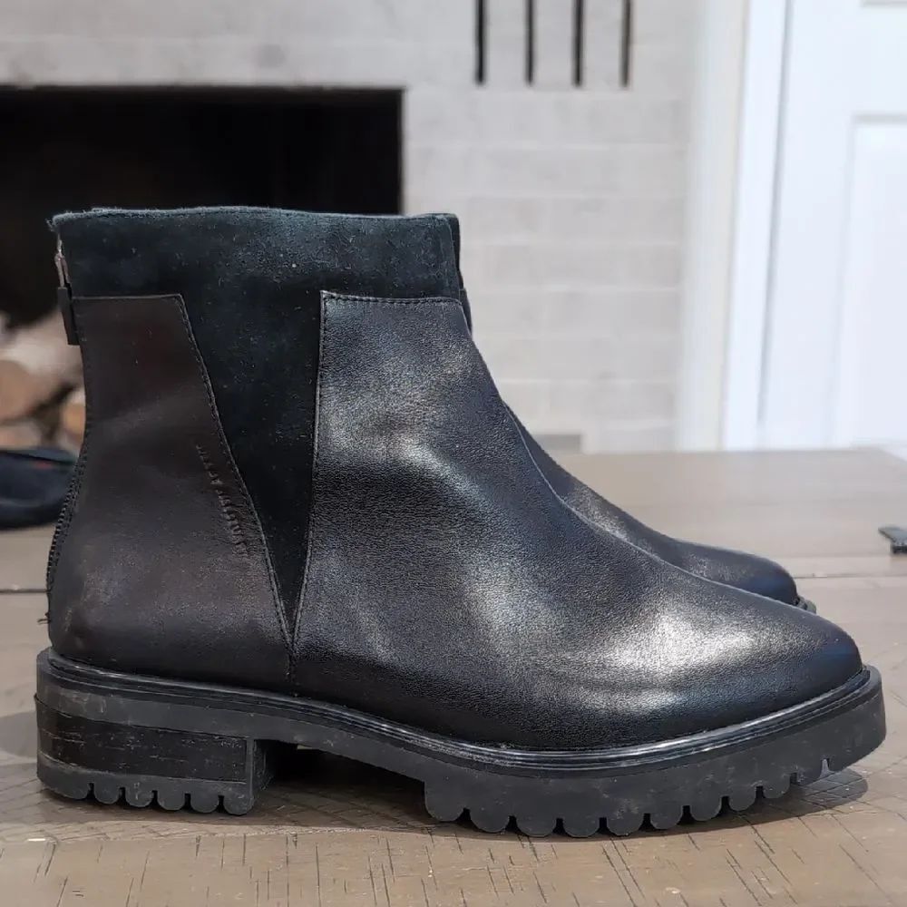 Jill By Jill Stuart Black Leather Suede Ankle Booties Sz 235 Japan/6.5 US